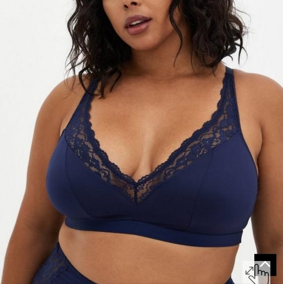 Lightly Lined Microfiber Plunge Bralette - Picture 1 of 6
